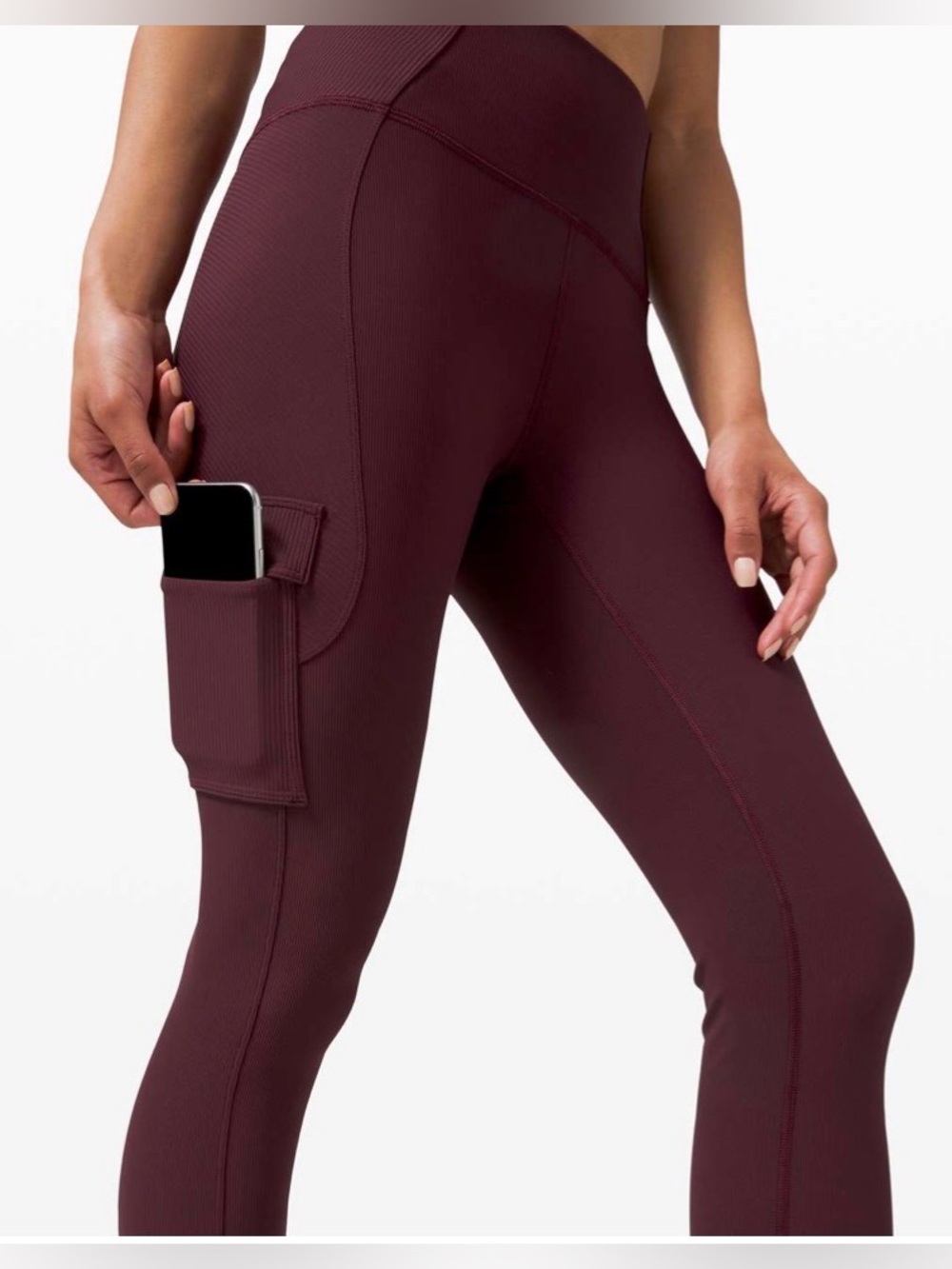 Lululemon Trail Trekker High Rise Tight 25” Ribbed Cassis Burgundy sz12